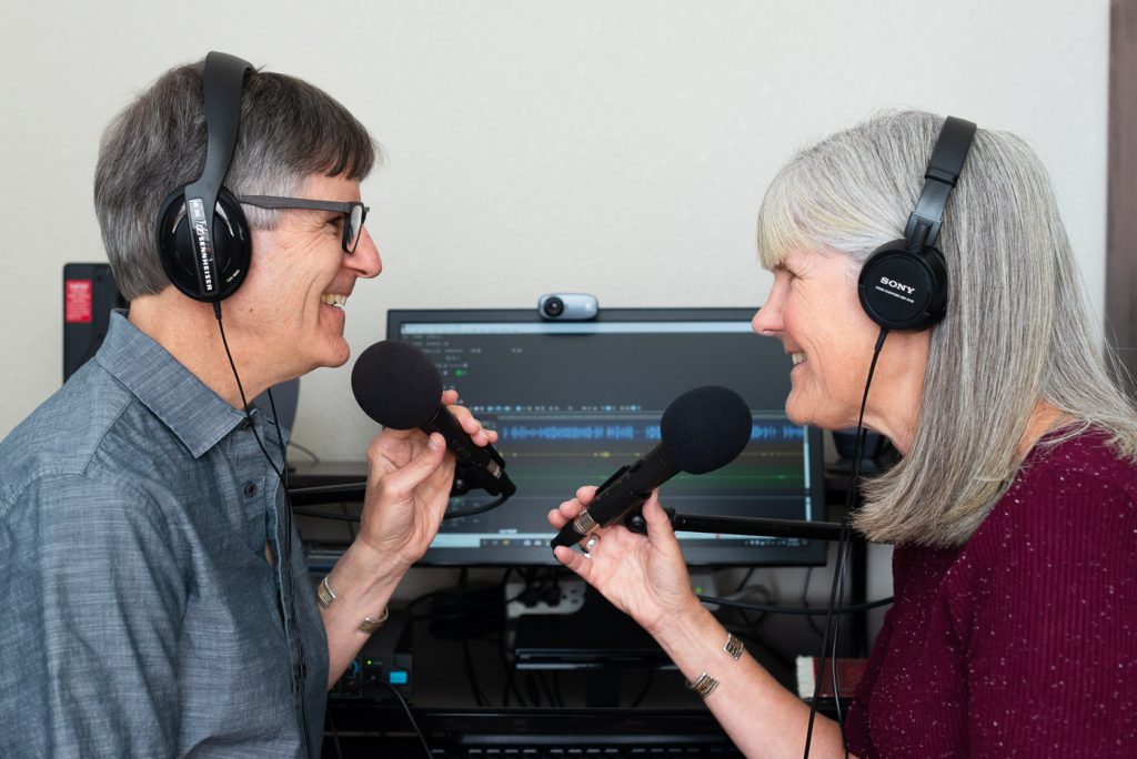 photo of hosts Nancy and Peter Torpey in their home studio