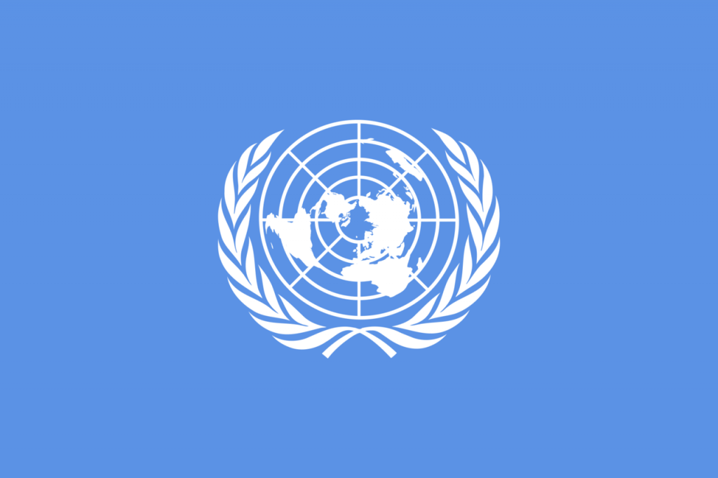 UN flag (pale blue with white globe and olive branches)