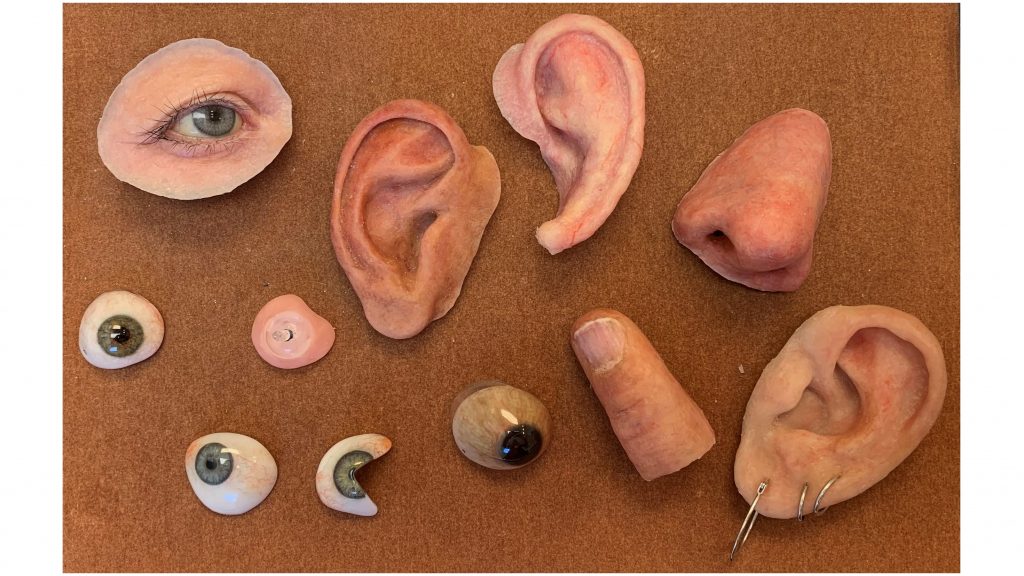 prosthetic eyes, ears, nose, finger