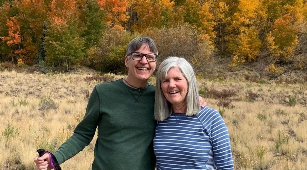 Pete and Nancy with fall foliage