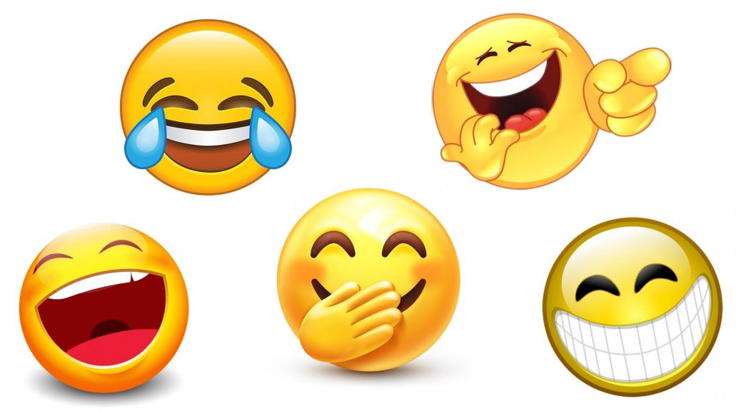 5 emojis of laughing yellow faces
