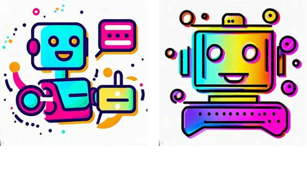2 colorful stylized images of fanciful robots communicating - - - created by Bing to represent itself