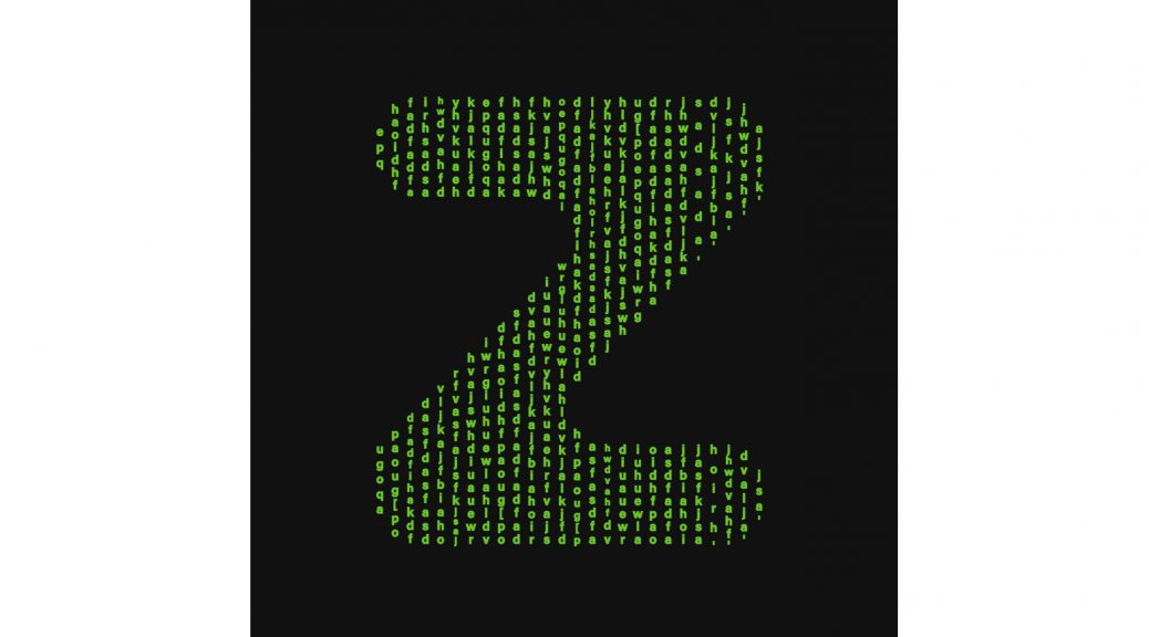 Zanagrams logo is a large Z comprised of many small green letters on a black background